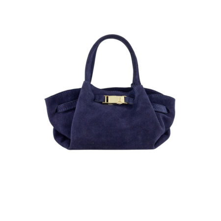 Donkerblauwe suède handtas