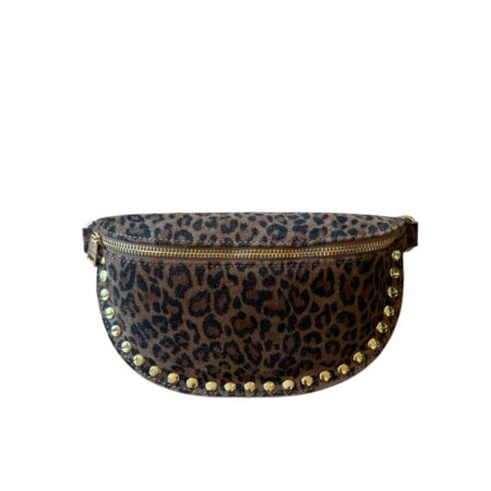 Leren cross body bag leopard
