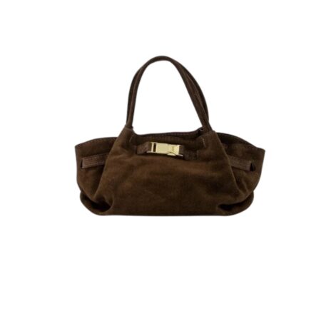 Donkerbruine suède handtas