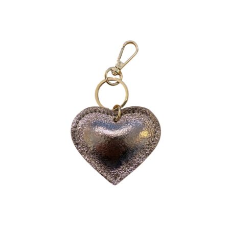 Leren sleutelhanger ‘hart’ metallic brons