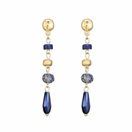 Goudkleurige oorbellen met kraaltjes, blauw