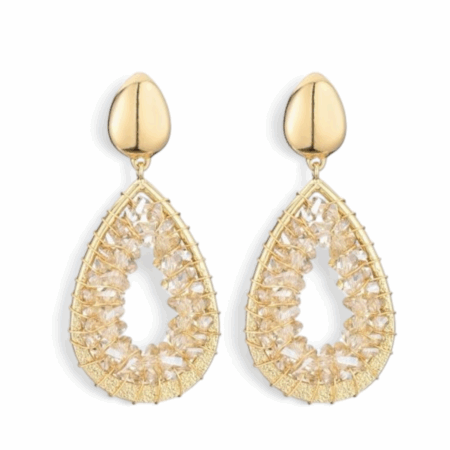 Goudkleurige ovale oorbellen met kraaltjes