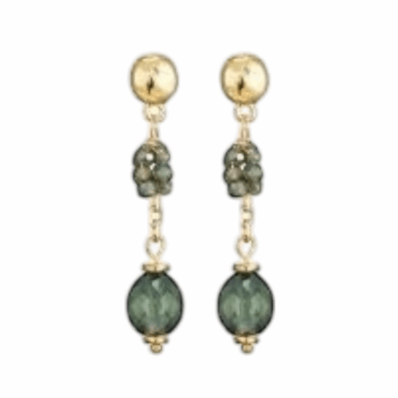 Goudkleurige oorbellen met kraaltjes, groen