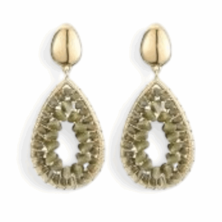 Goudkleurige ovale oorbellen met kraaltjes, groen