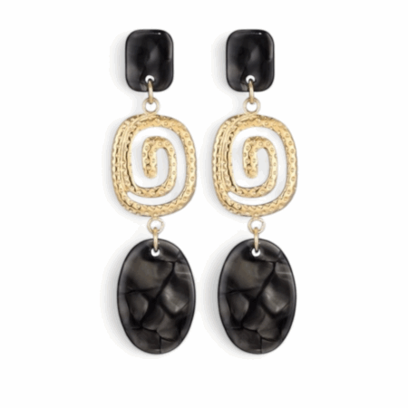Goudkleurige statement oorbellen, zwart