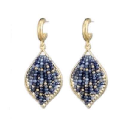 Goudkleurige oorbellen met kraaltjes, blauw