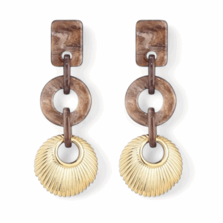 Goudkleurige statement oorbellen, bruin