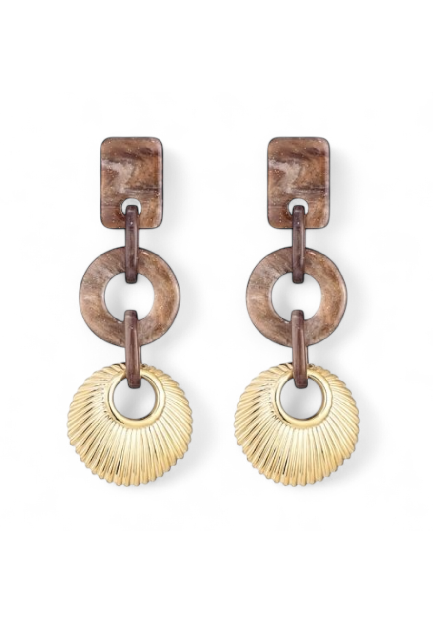 Goudkleurige statement oorbellen bruin