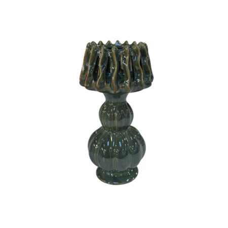 Groene keramische vaas/kandelaar in de vorm van een lamp