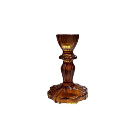 Glazen kandelaar donkerbruin