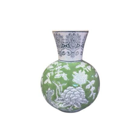 Decoratief chinees aardewerk vaas groen/wit