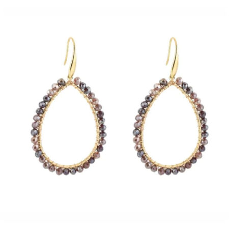 Goudkleurige ovale oorbellen met kraaltjes