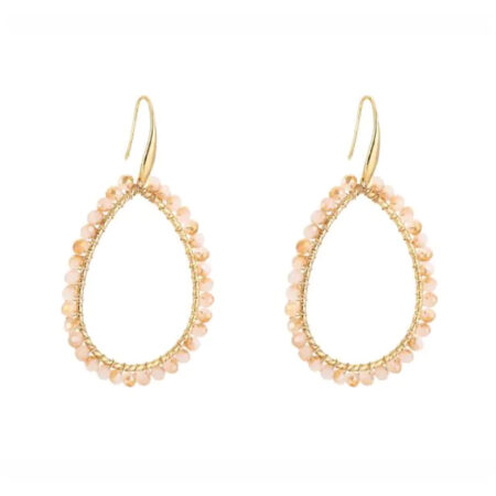 Goudkleurige ovale oorbellen met kraaltjes