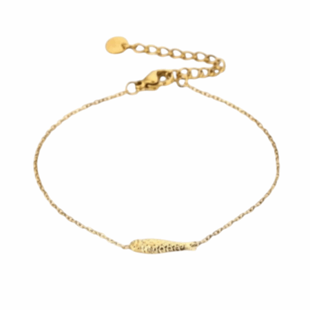 Goudkleurig verstelbaar armbandje met visje