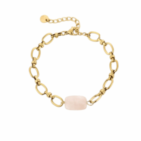 Goudkleurig verstelbaar armbandje met steentje