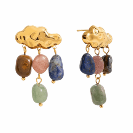 Goudkleurige statement oorbellen met kralen