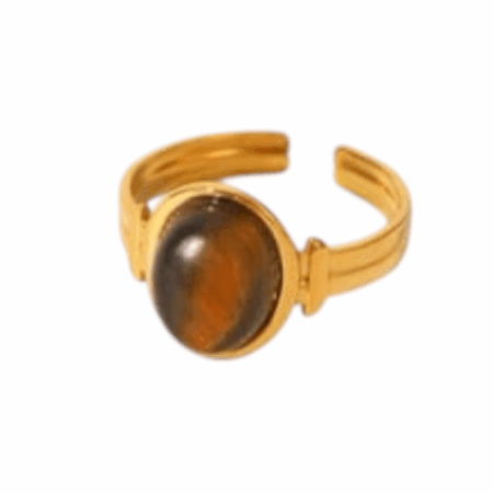 Goudkleurige verstelbare ring met steen