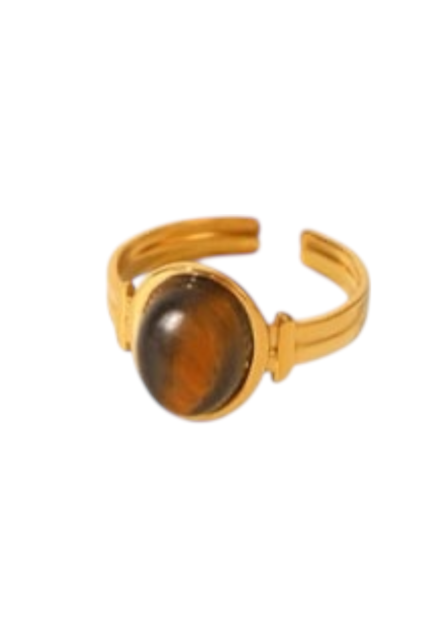 Goudkleurige verstelbare ring met steen