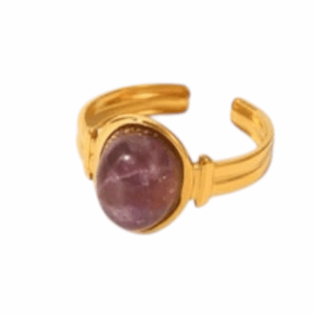 Goudkleurige verstelbare ring met steen