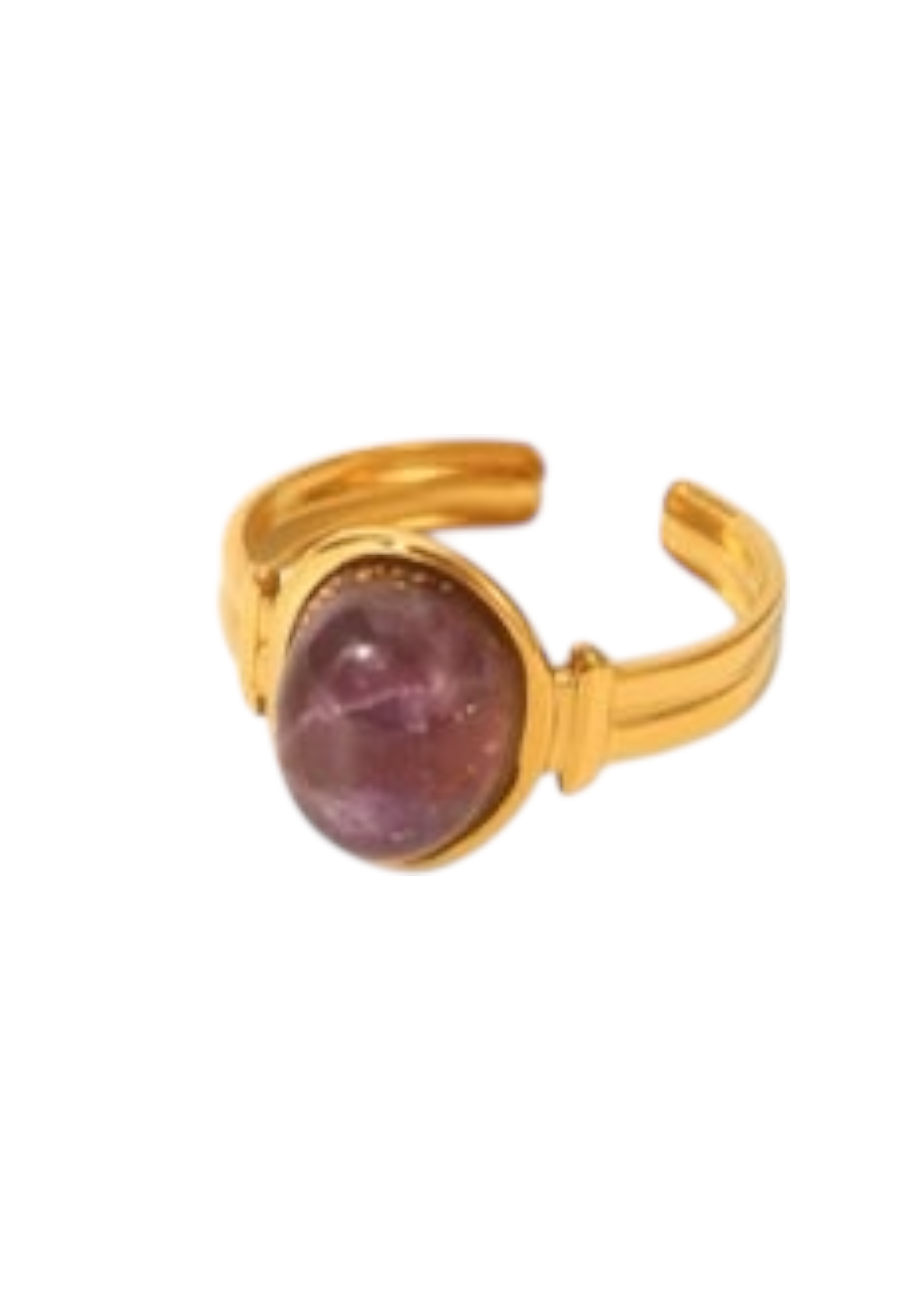 Goudkleurige verstelbare ring met steen