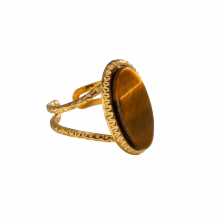 Goudkleurige verstelbare ring met steen