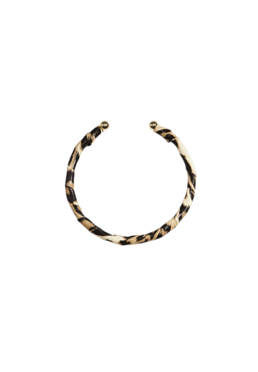 Leopard open bangle armband, stainless steel