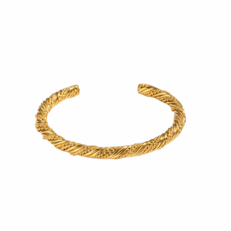 Goudkleurige open bangle armband, stainless steel