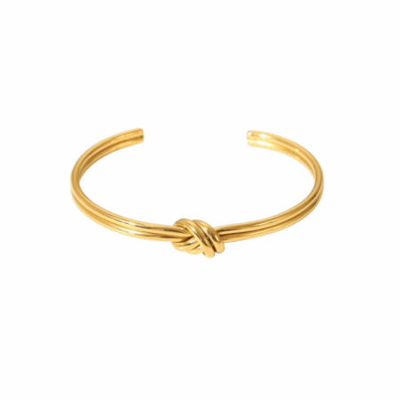 Goudkleurige open bangle armband, stainless steel