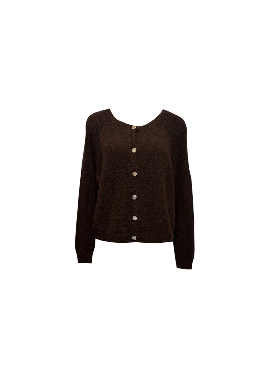 Bruin vestje met goudkleurige knoopjes