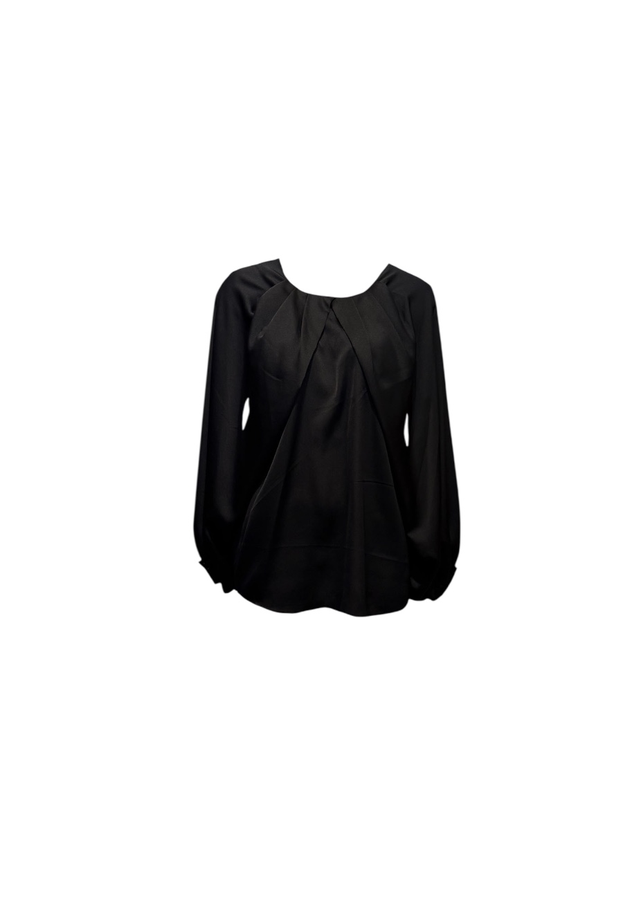Zwarte satijnen top met volants