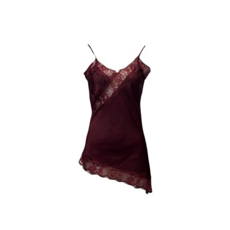 Asymmetrische top met kant Bordeaux