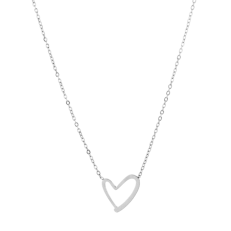 Zilverkleurige ketting met hartje