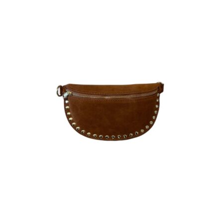 Cognac leren crossbody bag