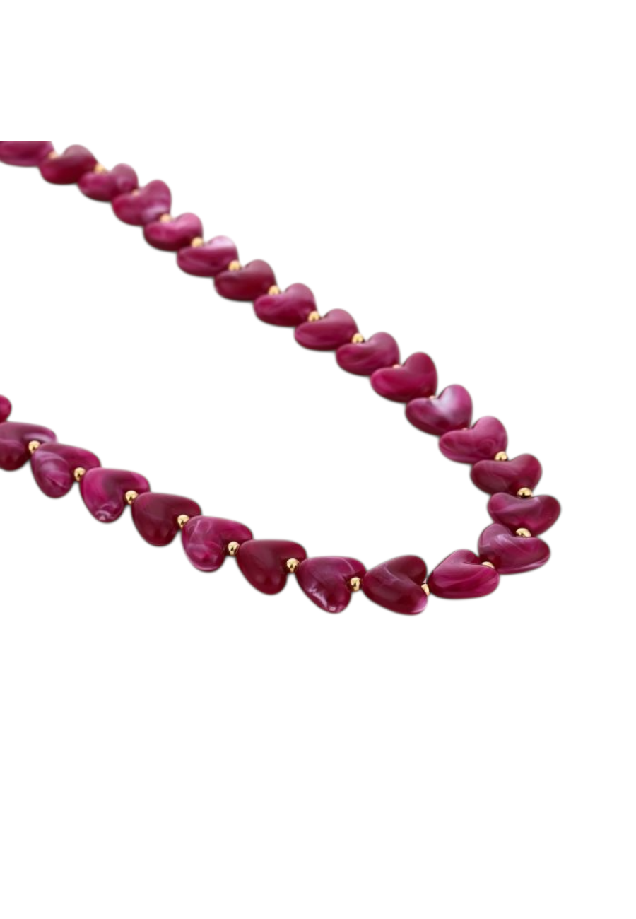 Kralen ketting met hartjes