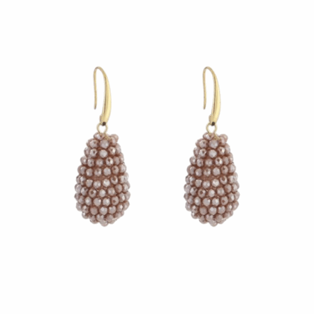 Kegeltjes oorbellen met kraaltjes, bruin