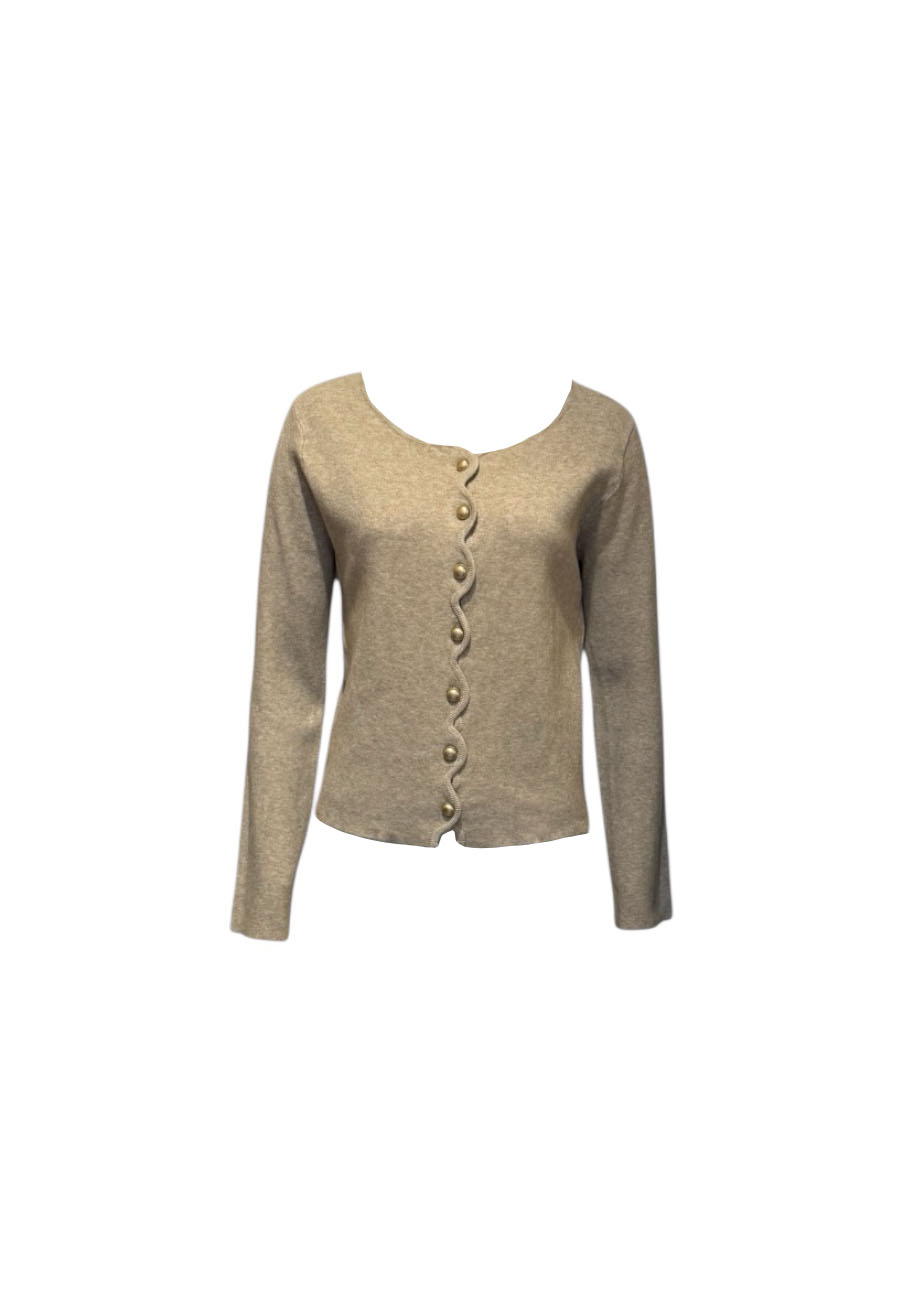 Beige mêlee vestje met gouden knoopjes