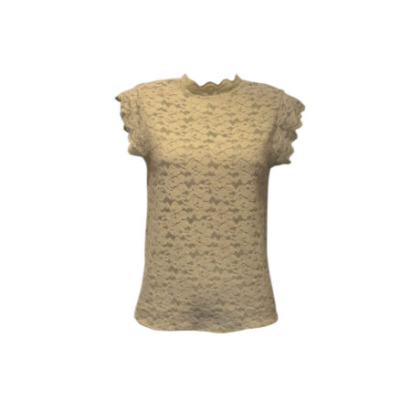 beige mouwloze kanten top