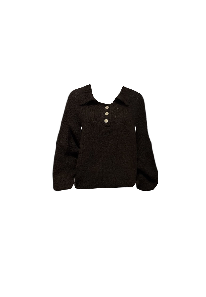 Bruine oversized trui met kraag