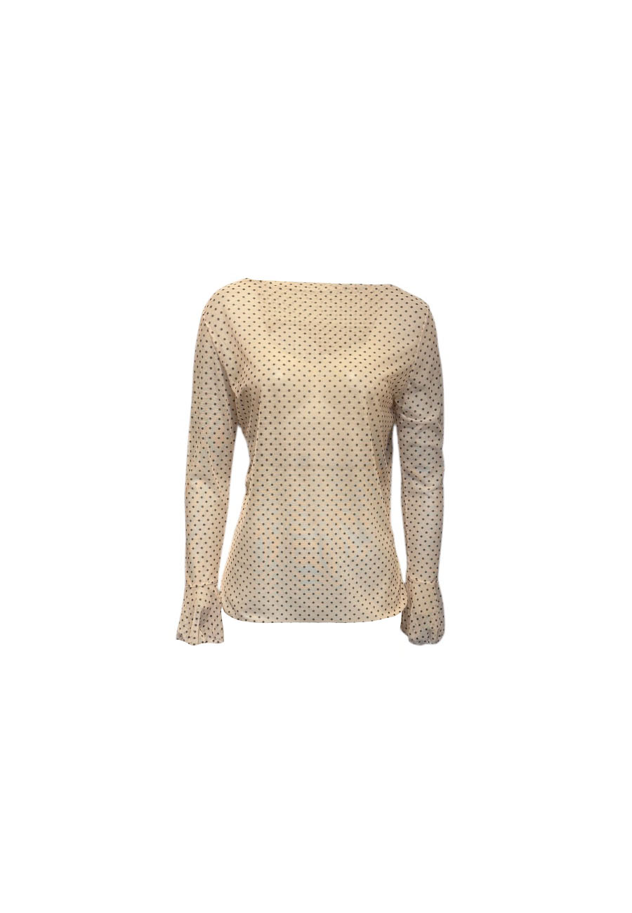 Ecru gaas top met stip