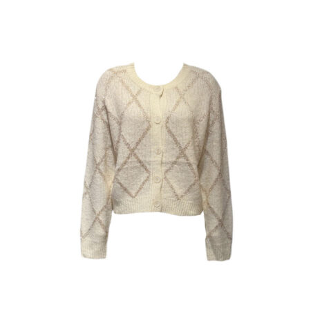 Off white vest met ingeweven ruitdessin