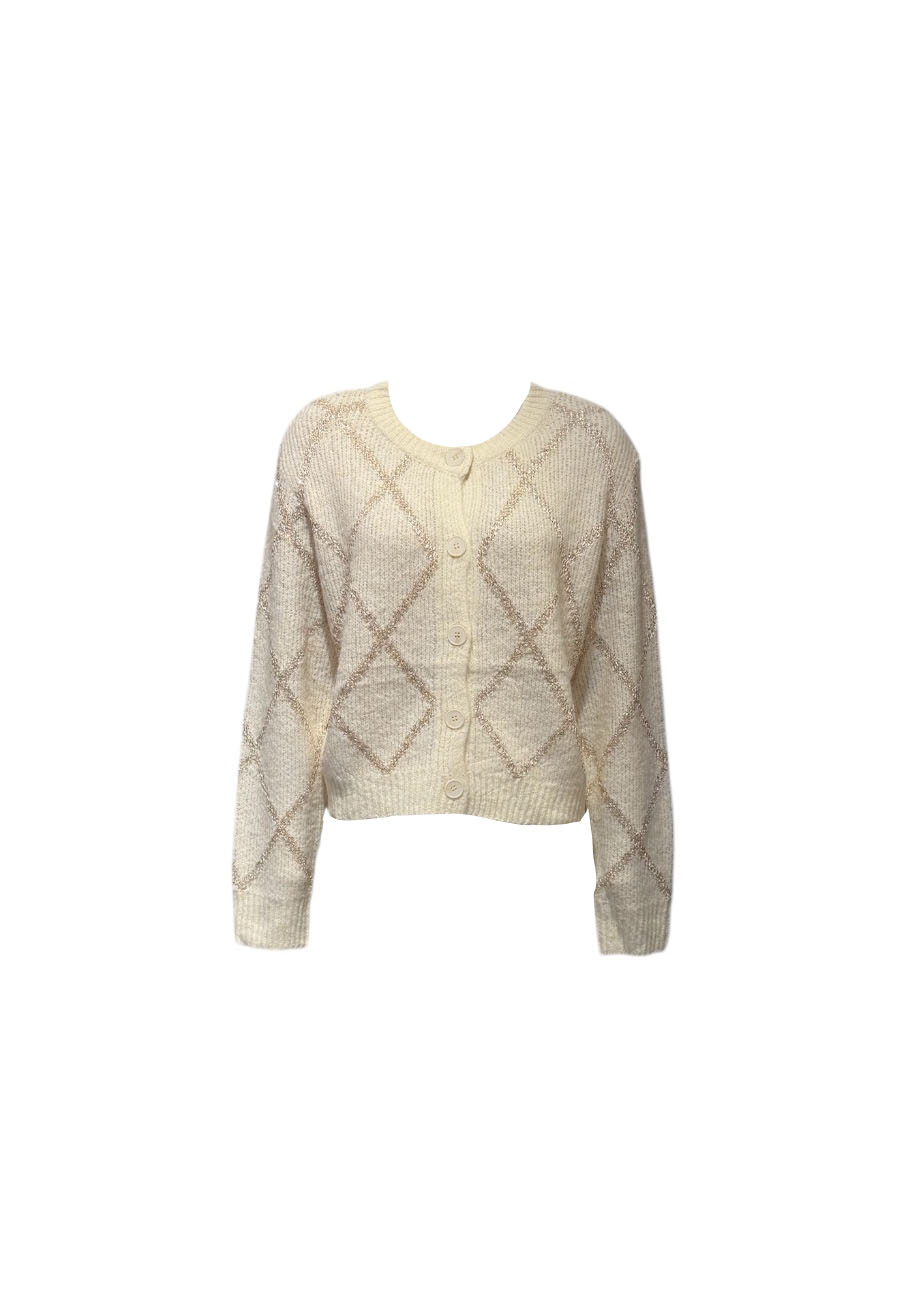 Off white vest met ingeweven ruit dessin