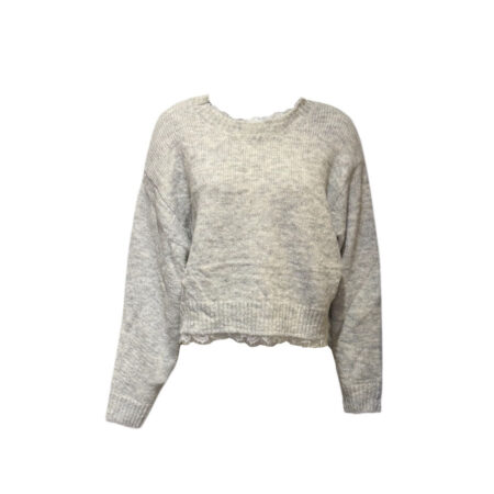 Lichtgrijs mêlee trui met kant accent