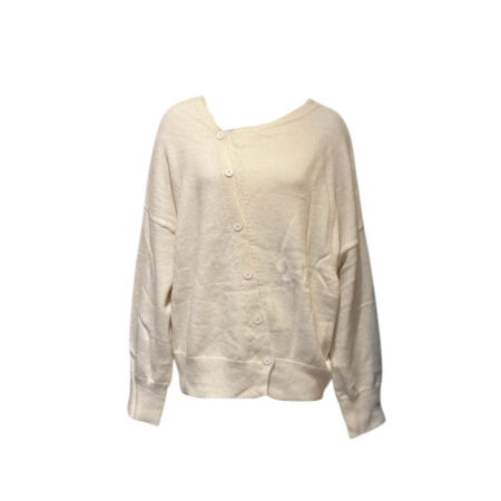 Off white trui met asymmetrische sluiting op voorpand