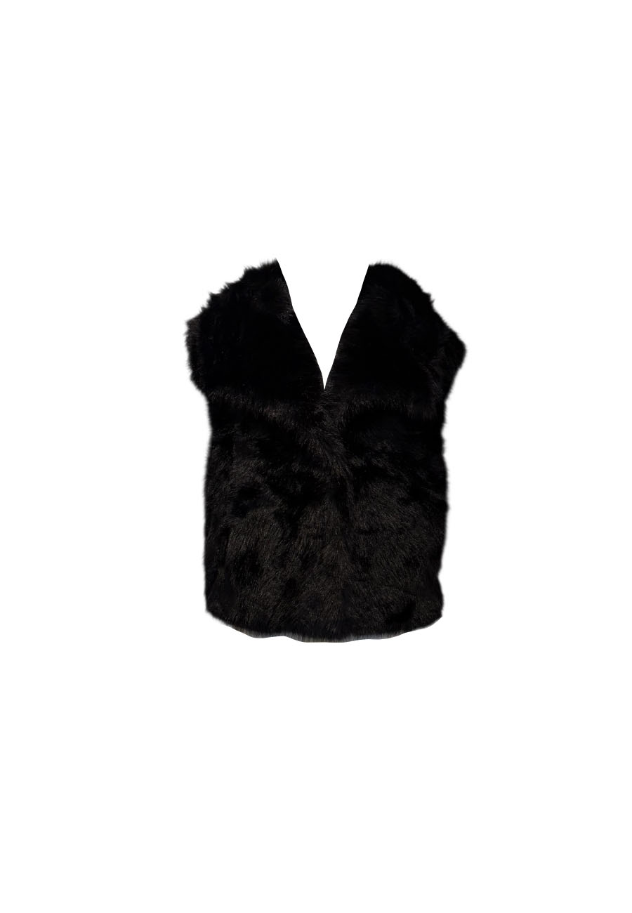 Fake fur gilet zwart