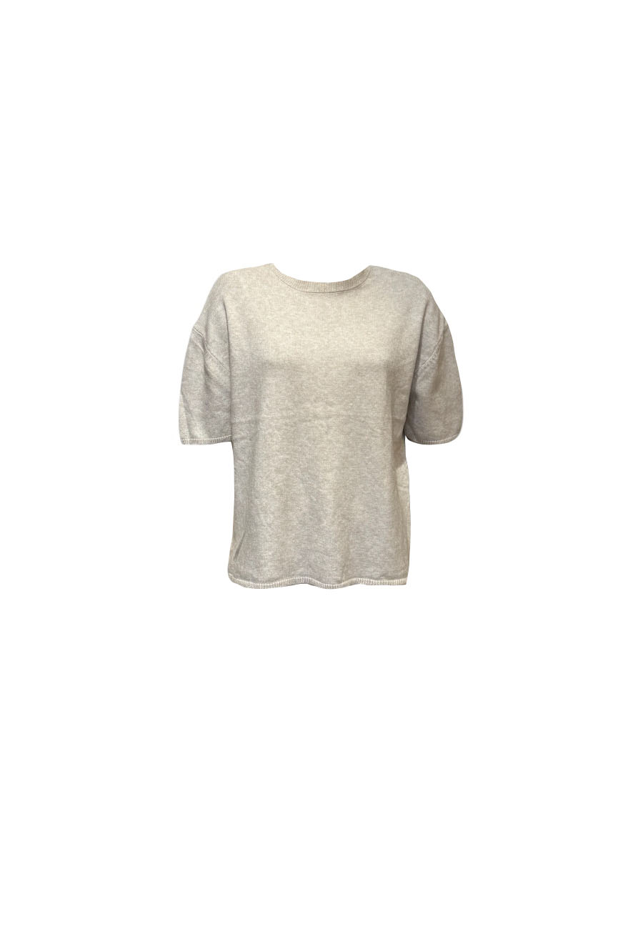 Beige mêlee basic truitje korte mouwen