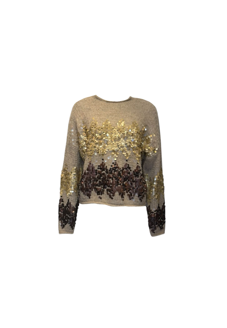 Beige trui met lovertjes