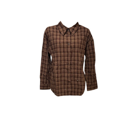 Bruine geruite blouse met steentjes