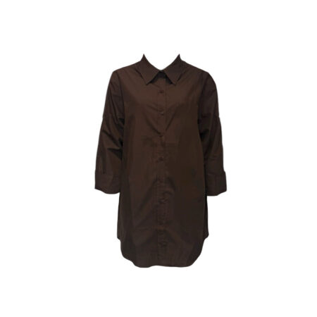 Lange donkerbruine oversized overhemd