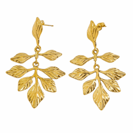 Goudkleurige oorbellen met blaadjes