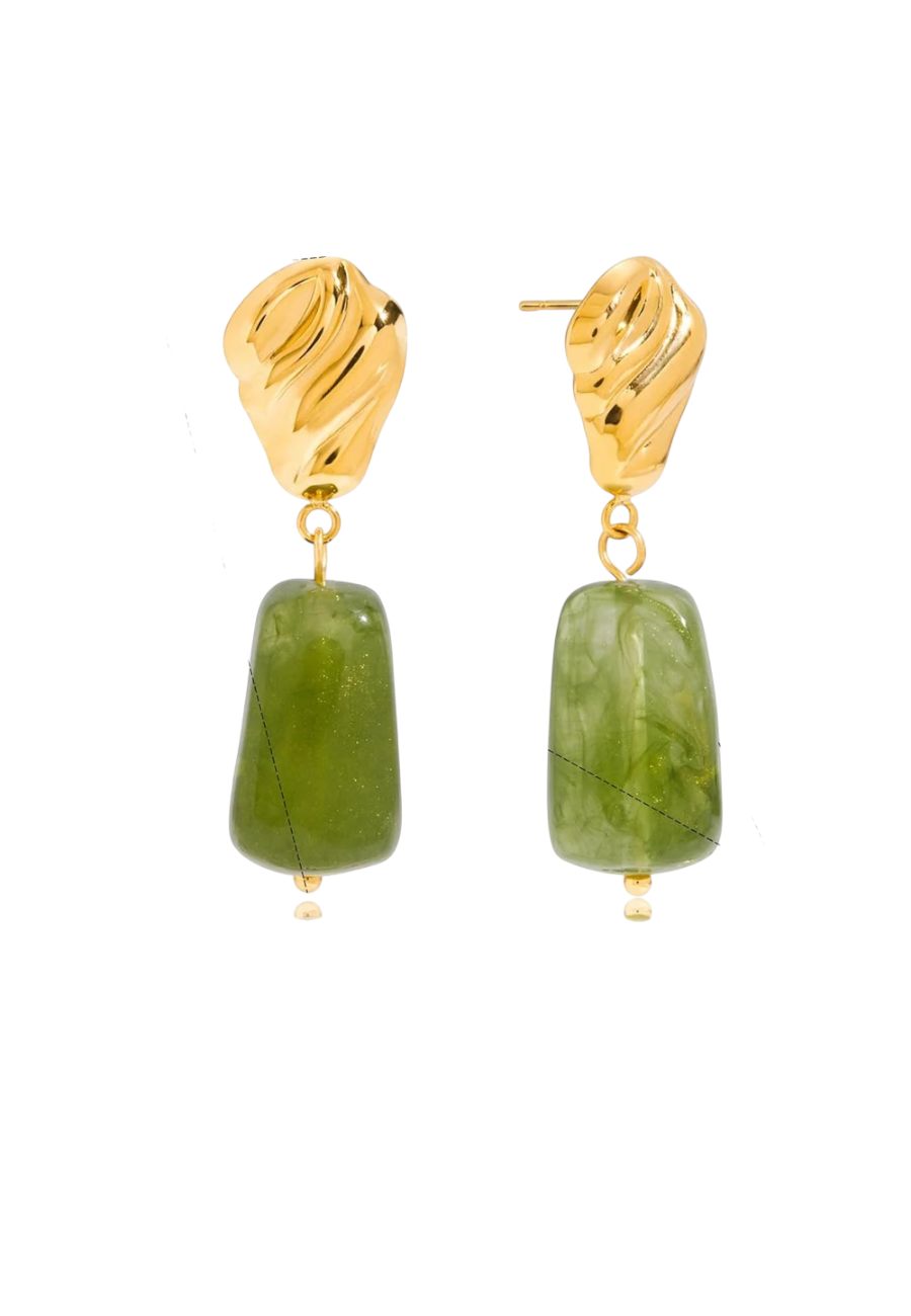 Goudkleurige oorbellen met steen